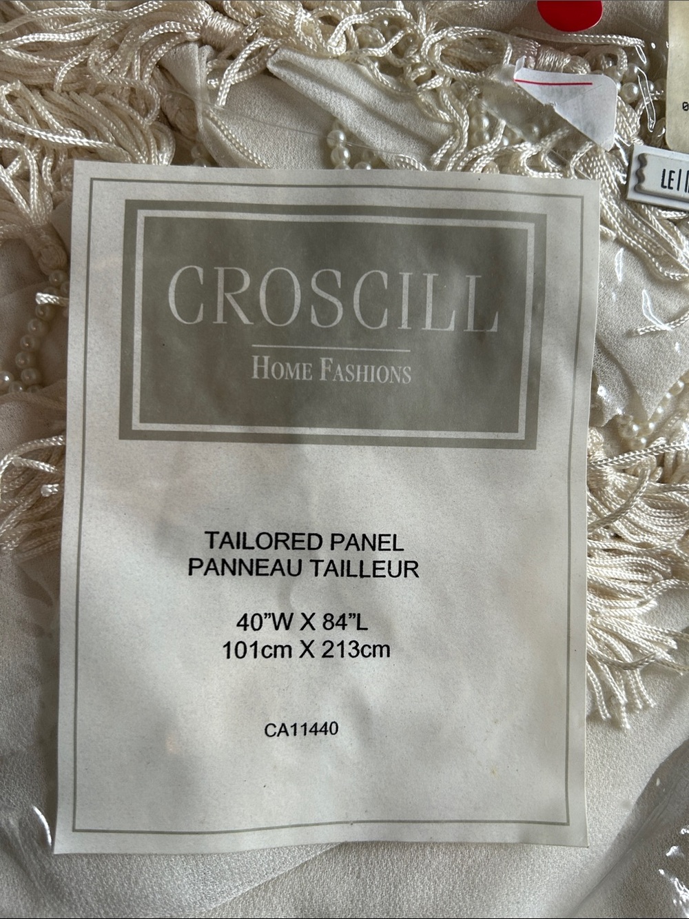 Croscill Ivory Tailored Curtain Panel with Fringe